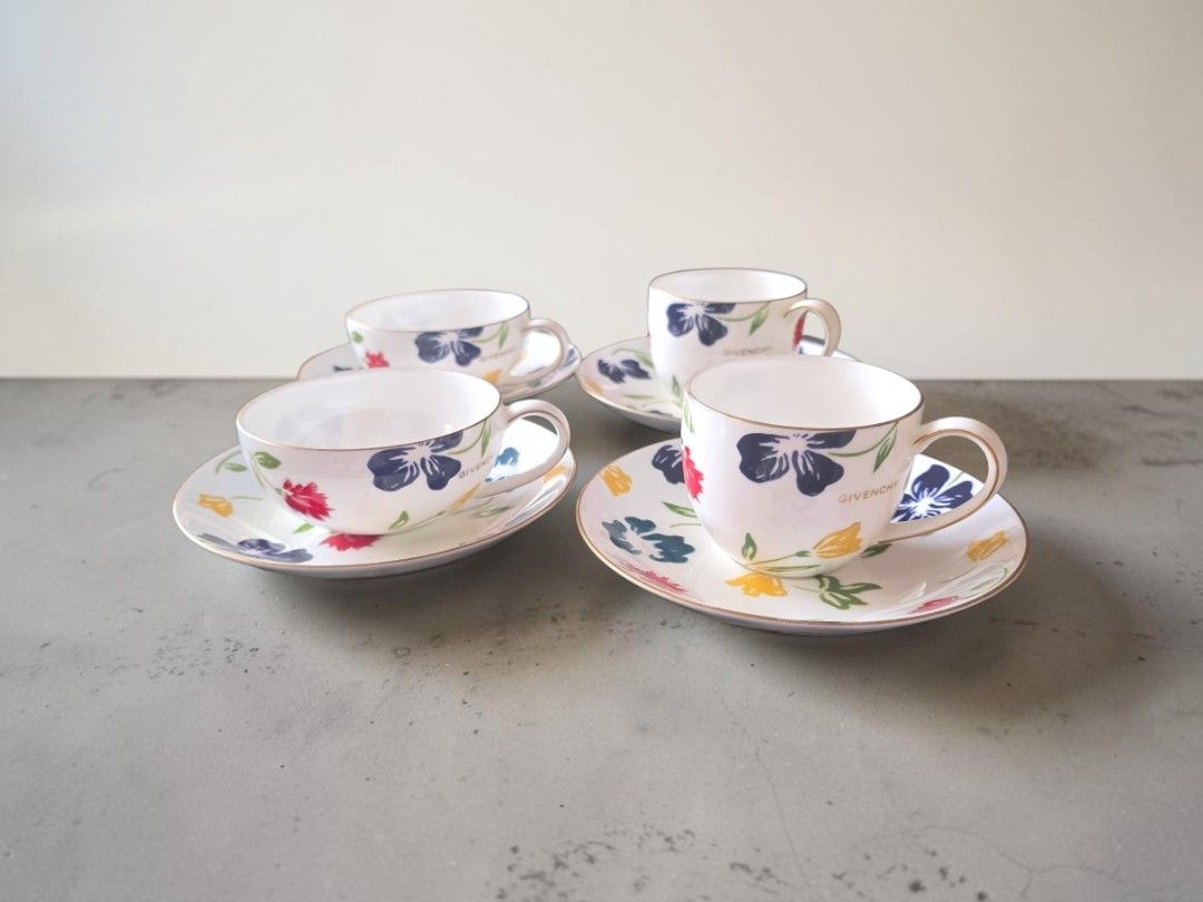 Givenchy Teacup Duo (2 sets regular) (Category: Coffee & Tea Tableware) located in Quezon City. Submitted by buybyestuffmnl (Listing ID 1439973432, Image 1). Description: widemouth not available.
