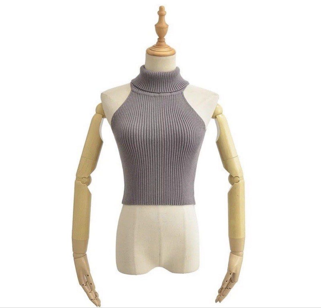 Grey Knitted Turtleneck Sleevless Top (Free Shipping) (Category: Others Tops) located in General Trias. Submitted by mritl (Listing ID 1439870661, Image 2). Description: Free shipping via gogoxpress only.