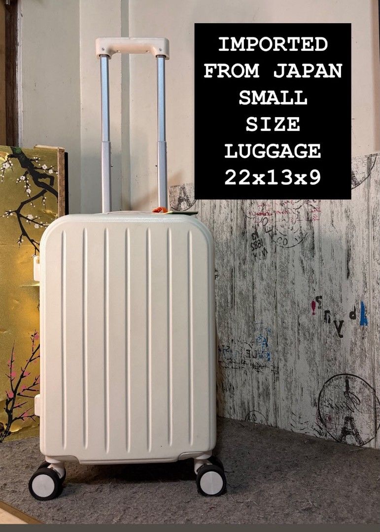 IMPORTED FROM JAPAN NO DECLARED BRAND SMALL SIZE LUGGAGE (Category: Luggage) located in Valenzuela. Submitted by danbhengsjapansuprlus (Listing ID 1439963666, Image 1). Description: 🇯🇵IMPORTED FROM JAPAN NO BRAND DECLARED SMALL SIZE LUGGAGE 🇯🇵 🎯 CODED LOCK 000 🎯 LIGHTWEIGHT 🎯 SMOOTH 360 WHEELS ROTATION 🎯 POLYCARBONATE CASE 🎯 TOP AND SIDE HANDLE CARRY 🎯 SMOOTH PUSH HANDLE TROLLEY 🎯 WIDE SPACE CAPACITY 🎯 WITH USB PORT SMALL DENT STILL I