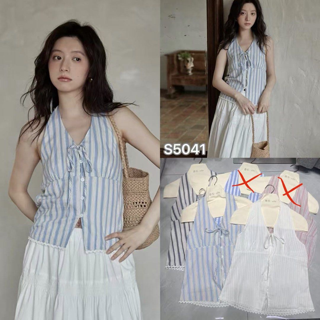 Instock halter neck babydoll (Category: Blouses) located in Singapore. Submitted by bkkcraze (Listing ID 1439838273, Image 1). Description: PTP 35-46cm Length 56cm $17 Grey/ blue/ white Ready stock $3.50 mailing Self collect - Pasir Ris heights .