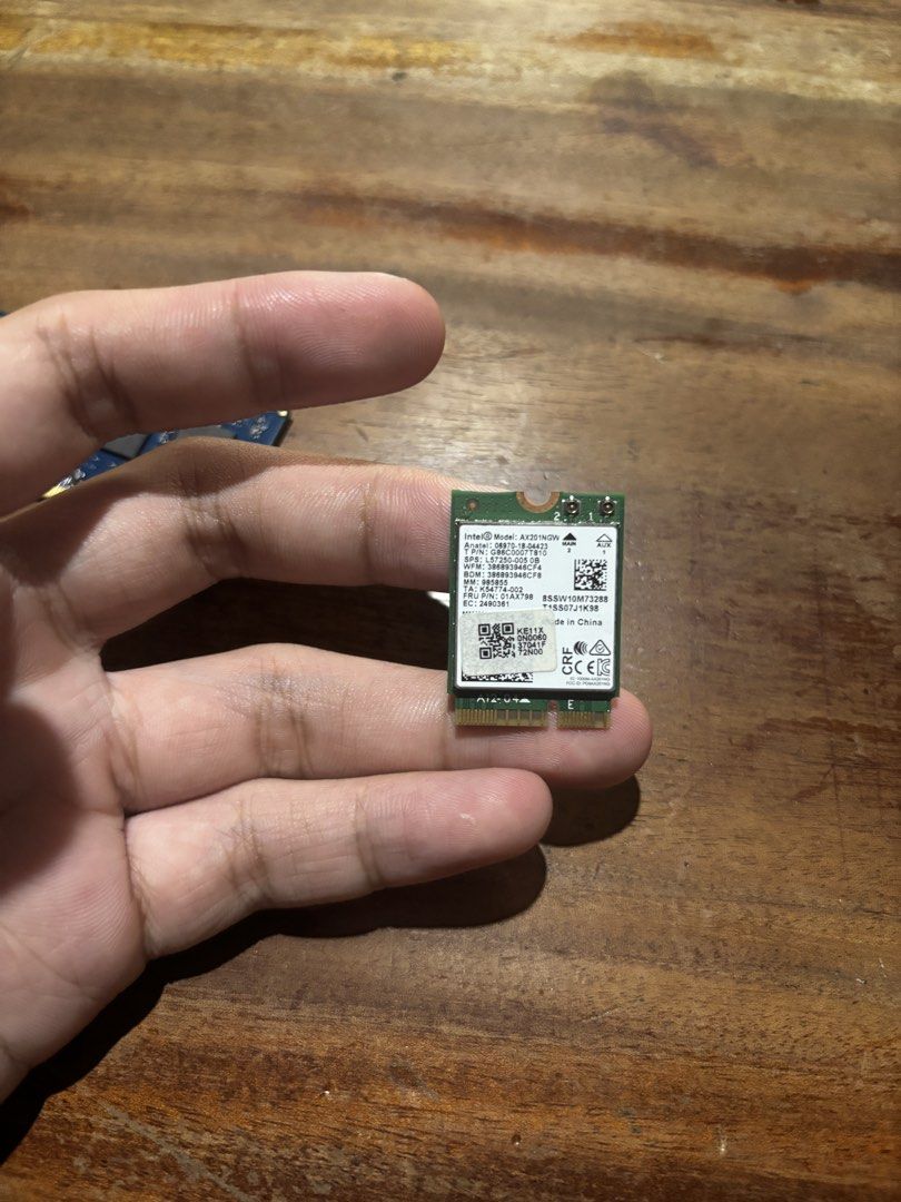 Intel Wi-Fi 6 AX201 M.2 Wireless Card (Category: Computer Parts) located in Manila. Submitted by guitarhero2029 (Listing ID 1439876383, Image 1). Description: Selling a pulled/used Intel Wi-Fi 6 AX201 wireless network card. Great for upgrading your laptop’s wireless speeds or replacing a Wi-Fi module..