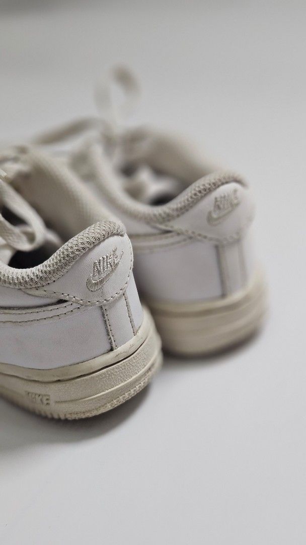 Kids Nike Air Force 1 Sneakers (Category: Babies & Kids Fashion) located in Alfonso. Submitted by jbcamet (Listing ID 1439948743, Image 3). Description: - Classic white Nike Air Force 1 sneakers - Durable leather upper - Signature Nike Air cushioning for comfort - Versatile for everyday wear - Secure lace-up closure - sizs 9 2 to 4 years old.