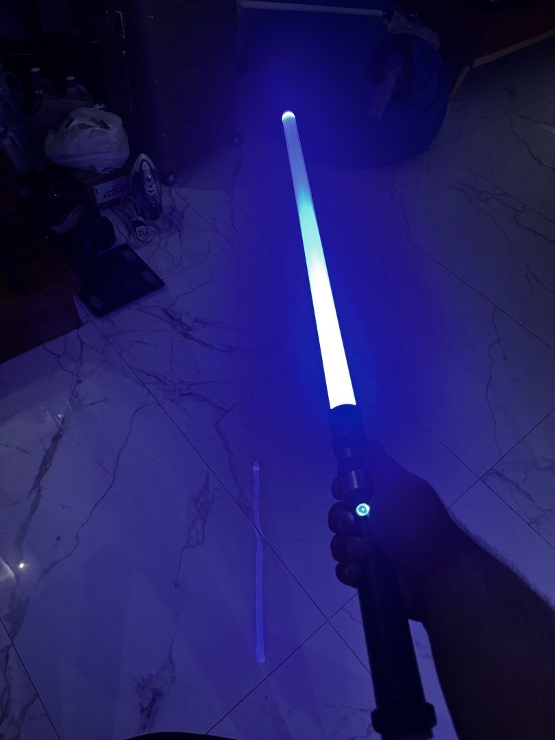 Lightsaber - Black Hilt (Category: Action & Battle Toys) located in Muntinlupa City. Submitted by alftonveruz (Listing ID 1439964995, Image 3). Description: - Infinite Color Switching - 32-Inch blade - Multiple Light Options: stable, pulse, unstable, etc... - Bluetooth phone control (IOS & Android) (App Name: Xenoconfigurator) - ***IMPORTANT***: ONLY use 5V2A adapter for charging otherwise it will break. Location: Alabang Hills Muntinlupa MOP: Gc