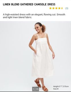 Uniqlo Linen Blend Gathered Camisole Dress (S), Women's Fashion, Dresses &  Sets, Dresses on Carousell