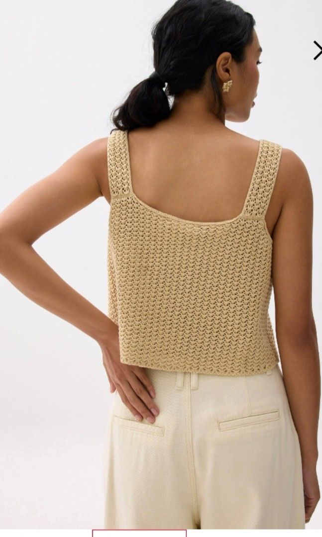 Love Bonito Sand Knit Top (Category: Blouses) located in San Juan City. Submitted by rwongthings (Listing ID 1439910653, Image 2). Description: - Love Bonito sand-colored knit cropped top - Size: XL - Features a unique textured knit pattern - Comfortable and breathable design - Versatile: perfect for layering or wearing on its own Retails: $ 30 SGD Selling for: P 800 or best offer Please add shipping fee from San Juan.