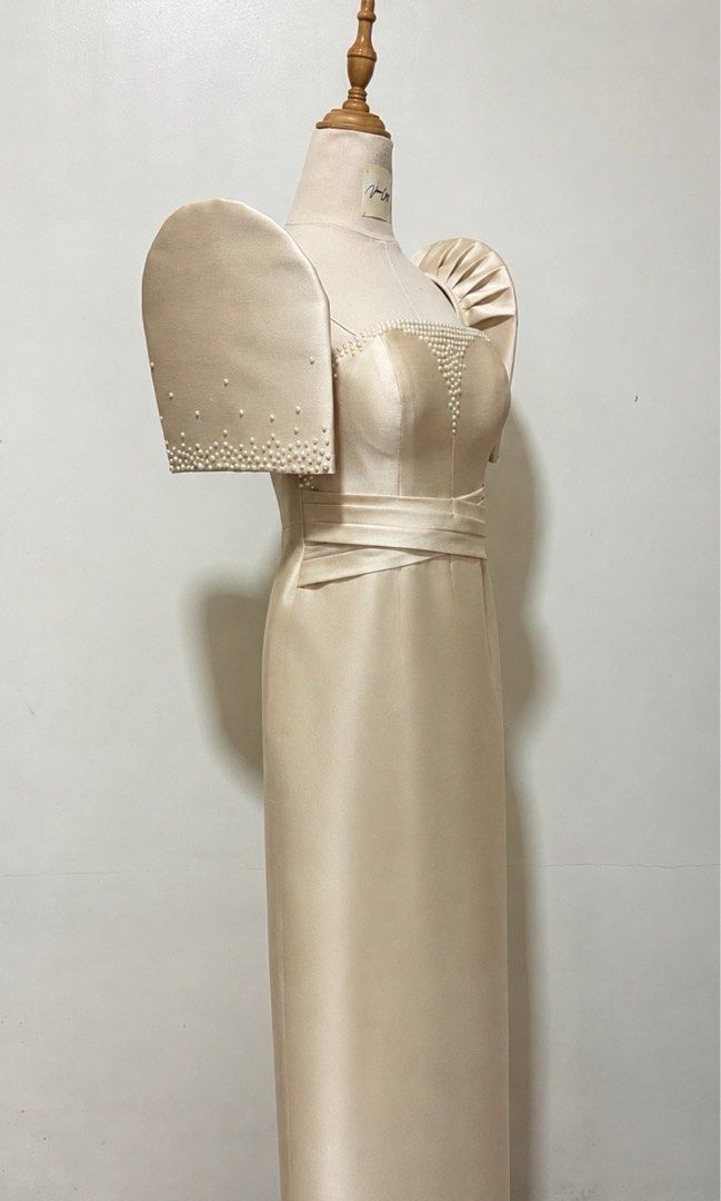 Made to Order - Modern Filipiniana (Category: Traditional & Ethnic wear) located in Manila. Submitted by veemcqc (Listing ID 1439842301, Image 1). Description: Made-to-Order Midi, Maxi or Floor Length With Attached or Detachable Sleeves With Flat Pearl Details Please DM us for measurements and available colors. We ship nationwide 🇵🇭.