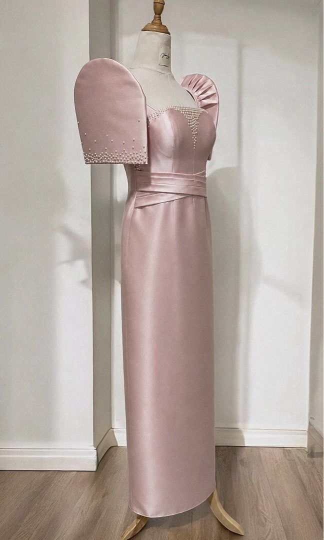 Made to Order - Modern Filipiniana (Category: Traditional & Ethnic wear) located in Manila. Submitted by veemcqc (Listing ID 1439842301, Image 3). Description: Made-to-Order Midi, Maxi or Floor Length With Attached or Detachable Sleeves With Flat Pearl Details Please DM us for measurements and available colors. We ship nationwide 🇵🇭.