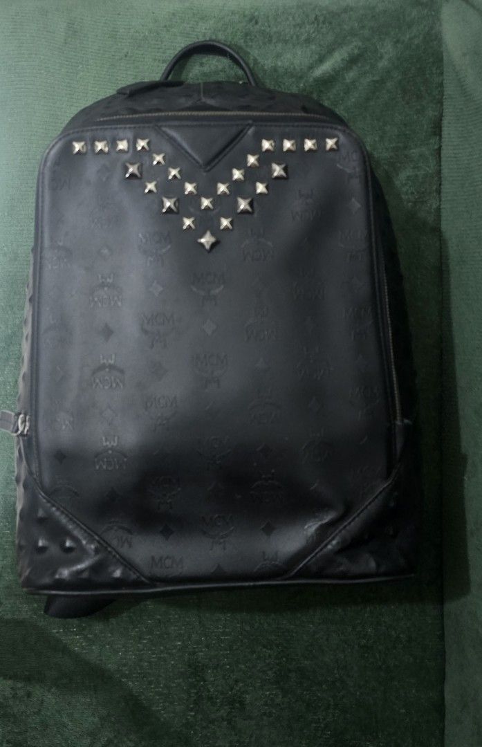 MCM Duke Odeon Backpack (Category: Luxury Bags & Wallets) located in Bacoor. Submitted by deux_trading_corporation (Listing ID 1439904500, Image 1). Description: Black MCM Duke Odeon Medium Backpack featuring pyramid stud embellishments. Still 30k on 2ndhand market Condition: Rank A - with normal signs of wear pm your tawad..