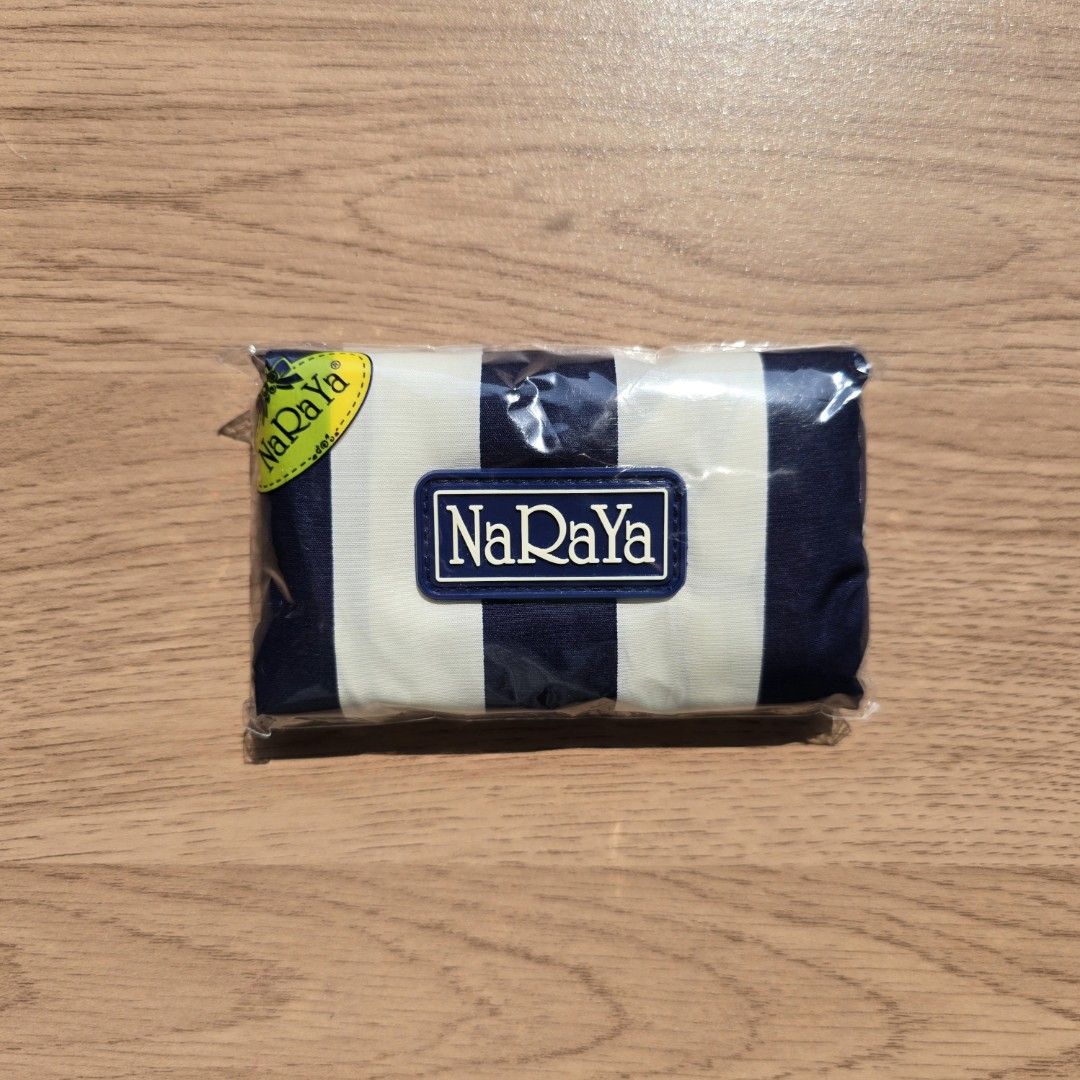 NaRaYa Foldable Shopping Bag (Category: Tote Bags) located in Quezon City. Submitted by declutterwithnic (Listing ID 1439866140, Image 1). Description: - NaRaYa foldable shopping bag - Navy and white stripes - Brand new, in original packaging .