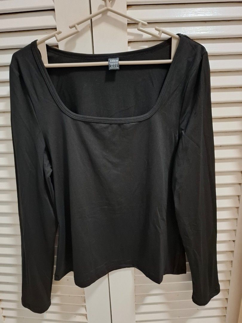 NWOT Black Shein Longsleeves (Category: Longsleeves) located in General Santos City (Dadiangas). Submitted by mlmiya (Listing ID 1439855181, Image 2). Description: New without tag Shein Longsleeves Nilabhan lang po at sinukat XL on tag but this is best fit to Med-semi L DI PO FADED SA ACTUAL Pwede pang work out ang tela.
