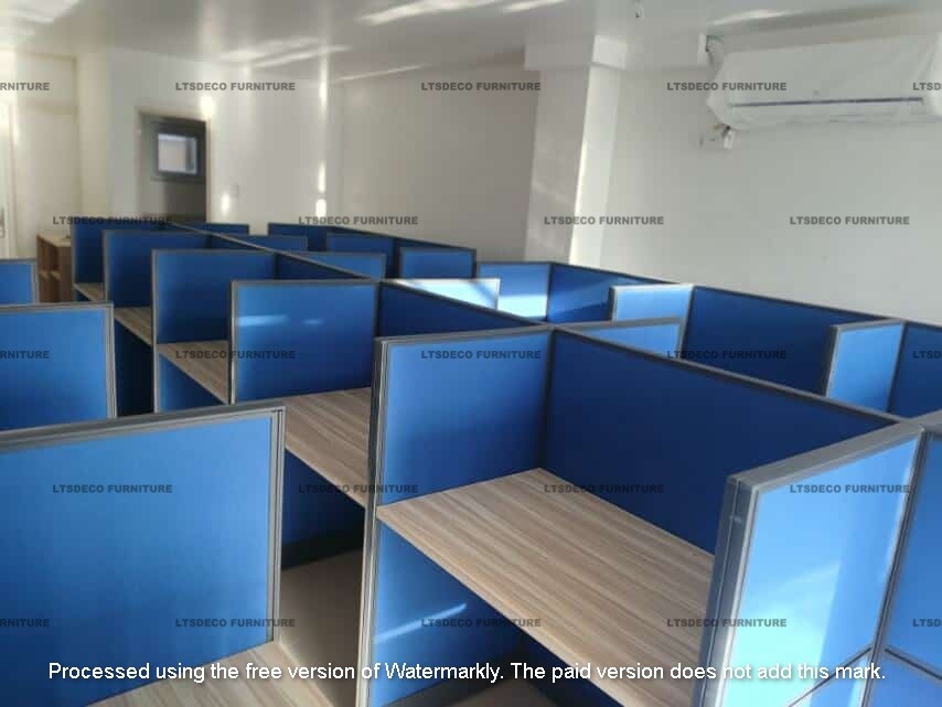 Office Cubicles with Blue Partitions Office Partition Office Furniture ...
