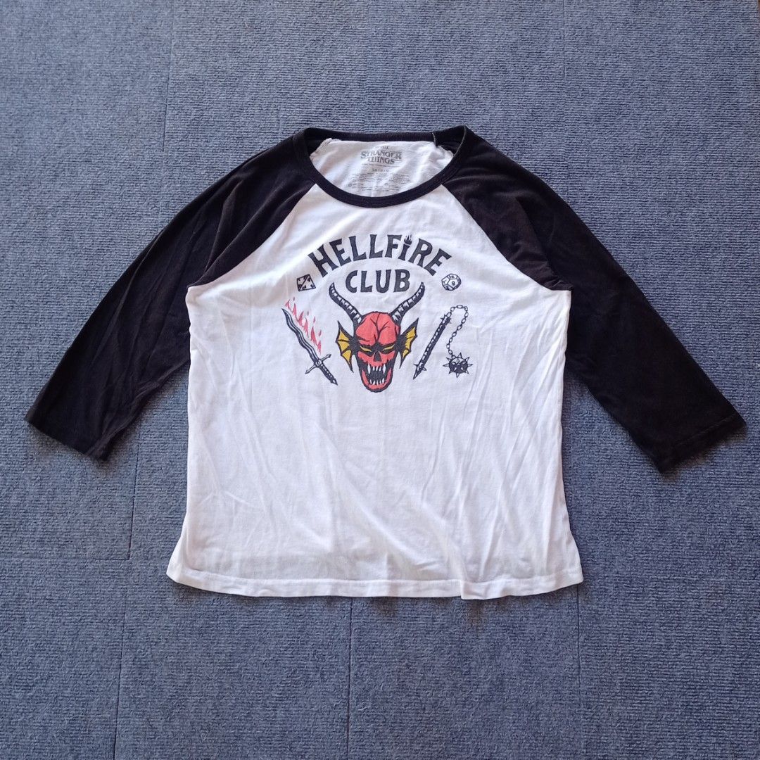 Official Stranger Things Hellfire Club Baseball Tee Shirt (Size L) (Category: Tshirts & Polo Shirts ) located in Jose Panganiban. Submitted by larapcity (Listing ID 1439925974, Image 1). Description: ✅ 450 + Shipping Fee (PAYMENT FIRST) ✅ Nasa pictures na po ang mga sukat ✅ Excellent condition, 9.9/10 color rate, Already washed, No issue ✅ MOP: GCash ✅ Meet up around Jose Panganiban area ✅ Shipping nationwide via J&T ✅ K2-150 ~~~ LOCATION: Camari