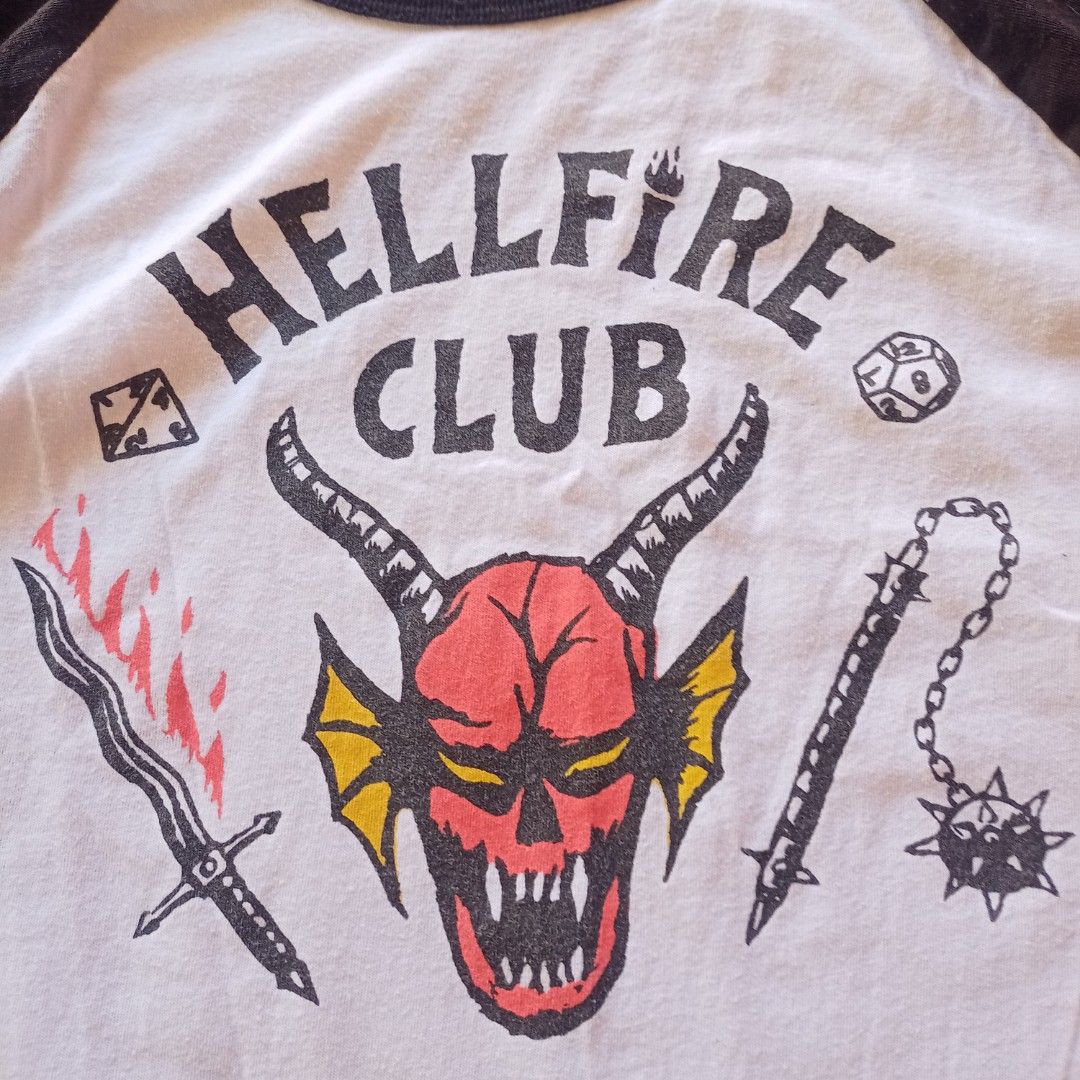 Official Stranger Things Hellfire Club Baseball Tee Shirt (Size L) (Category: Tshirts & Polo Shirts ) located in Jose Panganiban. Submitted by larapcity (Listing ID 1439925974, Image 3). Description: ✅ 450 + Shipping Fee (PAYMENT FIRST) ✅ Nasa pictures na po ang mga sukat ✅ Excellent condition, 9.9/10 color rate, Already washed, No issue ✅ MOP: GCash ✅ Meet up around Jose Panganiban area ✅ Shipping nationwide via J&T ✅ K2-150 ~~~ LOCATION: Camari