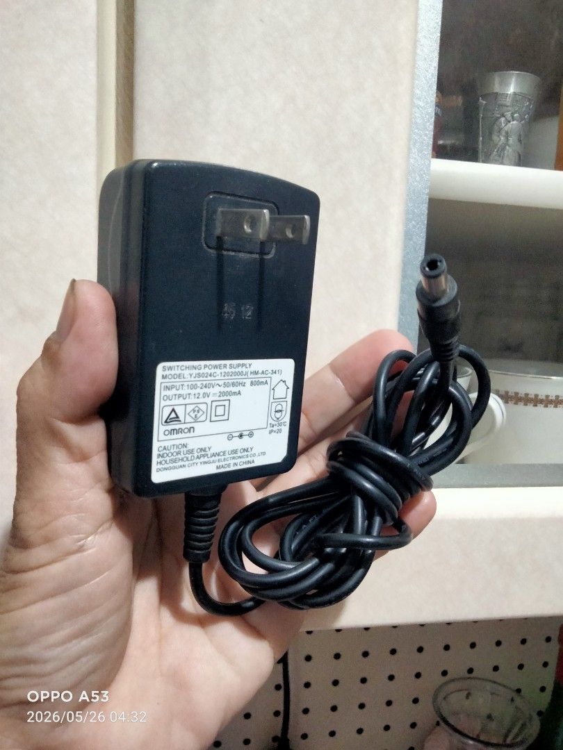 Omron Switching Power Supply YJS024C-1202000J (Category: Electrical, Adaptors & Sockets) located in Binan City. Submitted by rpute (Listing ID 1439986848, Image 1). Description: - Omron Switching Power Supply - Model: YJS024C-1202000J (HM-AC-341) - Output: 12.0V DC, 2000mA (2A) - Input: 100-240V~50/60Hz - For indoor household appliance use only - Made in China.