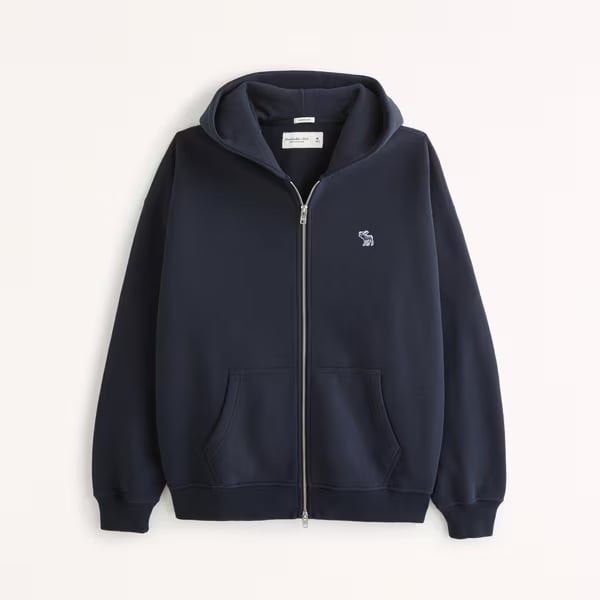 Original Abercrombie Navy Blue Soft Fleece Jacket (Category: Coats, Jackets and Outerwear) located in Mandaluyong City. Submitted by namislounge (Listing ID 1439905481, Image 2). Description: Like new | bought in the US for $49 - Classic navy blue Abercrombie & Fitch zip-up hoodie - Full zip closure - Very warm material - Two front pockets - Signature embroidered Abercrombie & Fitch moose logo on chest - Perfect for everyday casual style.