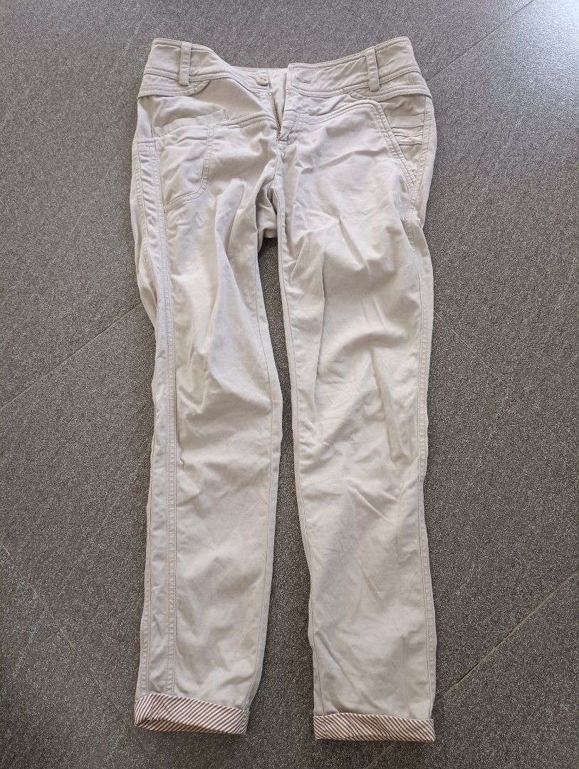 Pants for Women (Category: Other Bottoms) located in Banga. Submitted by princess.declutter (Listing ID 1439992108, Image 1). Description: Skinny type Waist: 40cm not stretchable Length: 88cm Cream color COD (Cash On Delivery) Supported via Enstack Ph.