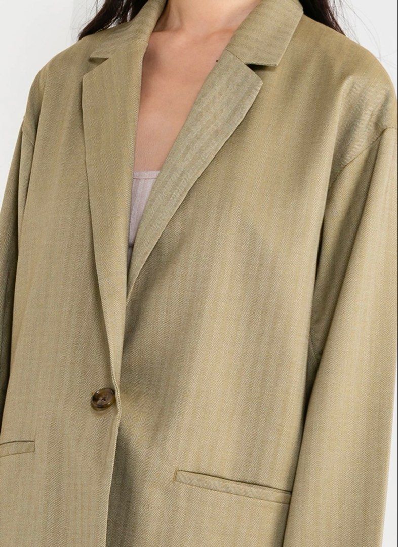 [Personal Shopper] Lepsim oversized khaki fashion blazer (Category: Coats, Jackets and Outerwear) located in Kuala Lumpur. Submitted by jcherries (Listing ID 1439846421, Image 3). Description: 🍒 price tag attached 🍒 Japanese brand 🍒 Normal price: Approx RM120.