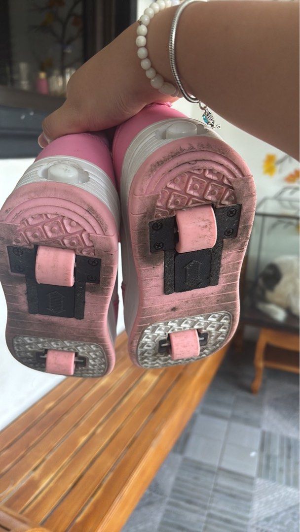 Pink and White Heelys Roller Shoes (Category: Sneakers) located in Paranaque City. Submitted by beautyandthriftfinds (Listing ID 1439970763, Image 2). Description: - Pink and white roller shoes - Secure velcro strap and lace-up closure - Integrated wheels for walking and rolling - Perfect for active and fun-loving kids Bought from tiktok. Used only a few times coz my daughter decided she wants roller blades instead. Insole is around 23cm coz my d
