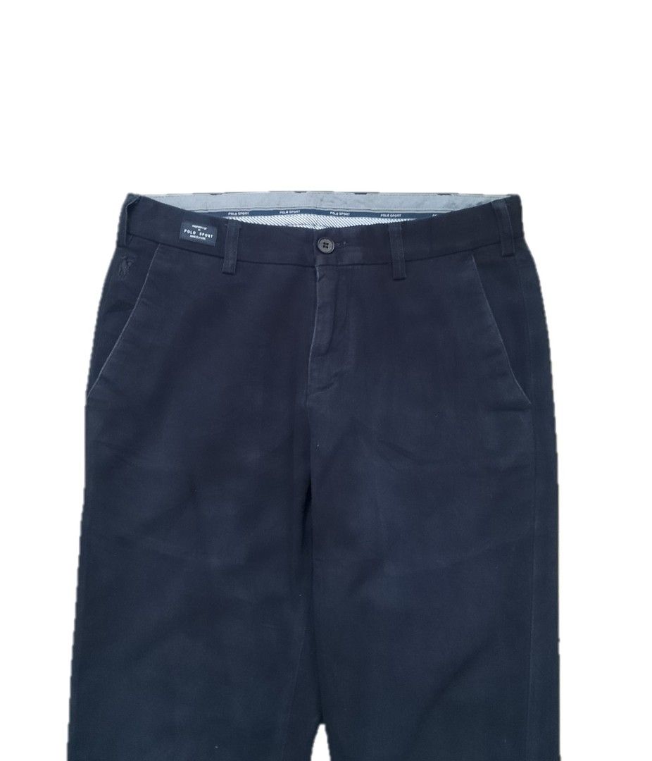Polo Sport Chino Pants (Category: Trousers) located in Dinalupihan. Submitted by senkustuff (Listing ID 1439842372, Image 2). Description: - Polo Sport pants in navy blue - Size 30 - Button closure - Features pockets - Polo Sport logo on waistband - Straight leg cut - Material: 98.5% cotton, 1.5% spandex DIMES Length:39 Waist:30 Inseems: 29 Rise:10 Thighs:10 Hem:7 📌Color may due to lighting 📌 Pm for more details 📌 Payment through Gcash 📌 Carr