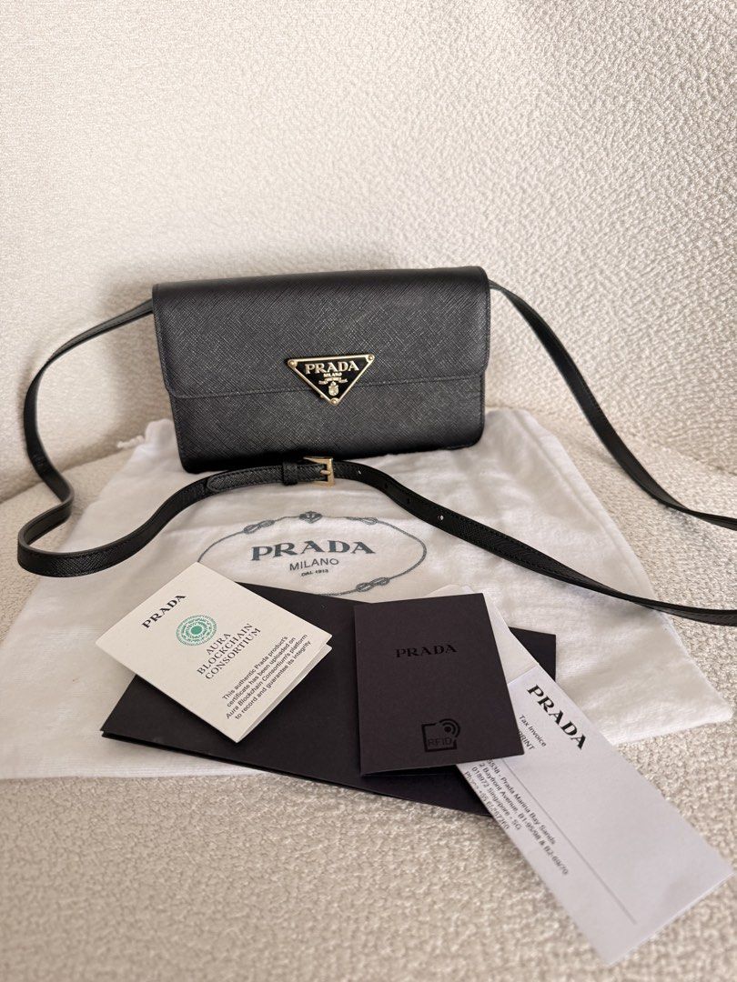 prada saffiano mini flap (microchipped) (Category: Luxury Bags & Wallets) located in Marikina City. Submitted by luxxetinn (Listing ID 1439873740, Image 1). Description: with dustbag and cards srp is 180+++.