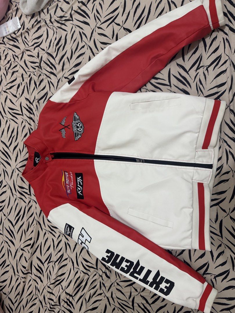 Refinery Republic Racer Jacket Red White Tokyo Large (Category: Coats, Jackets and Outerwear) located in Calasiao. Submitted by crzzrlc (Listing ID 1439972379, Image 1). Description: - Refinery Republic Racer Jacket - Color: Red and White - 'Tokyo' graphic on the back - 'Extreme' graphic on the sleeve - Exceptional quality and attention to detail - Perfect for a stylish, sporty look.