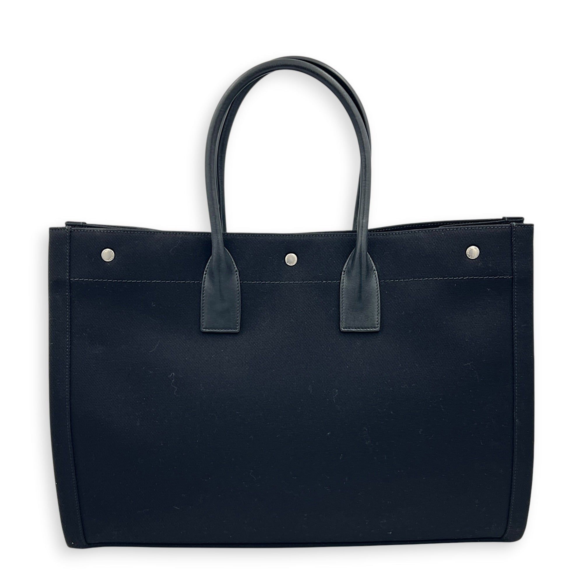Saint Laurent Rive Gauche Tote Bag Black in Canvas, Silver hardware ...