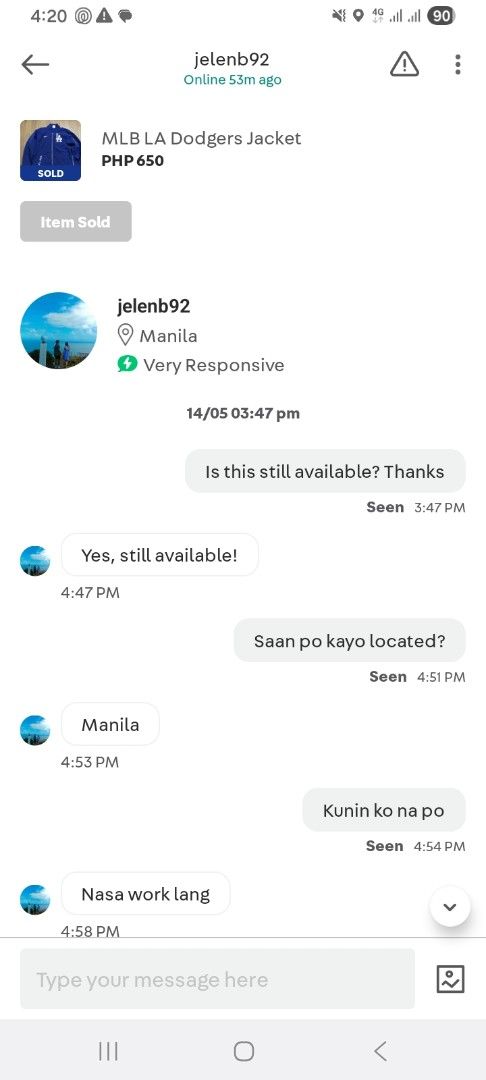 SCAMMER: Jelenb92 (Category: Announcements) located in Manila. Submitted by pau1908 (Listing ID 1439888720, Image 1). Description: DO NOT TRANSACT TO THIS PAGE.