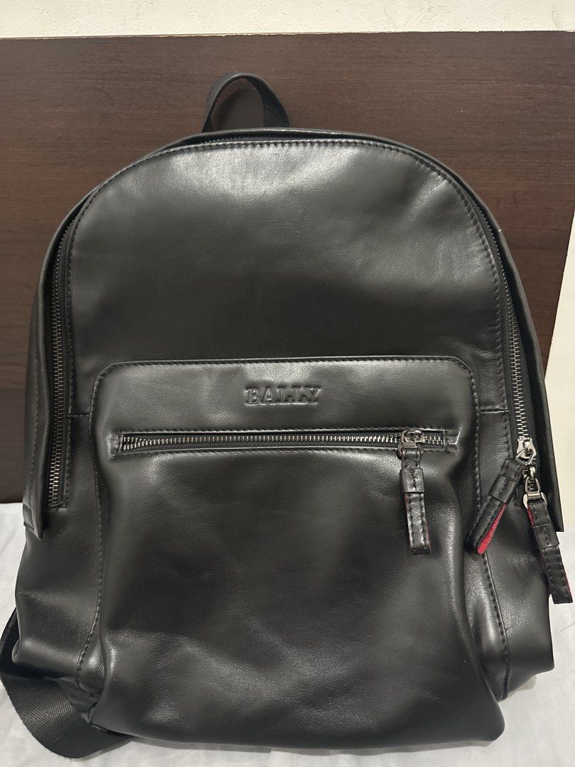 SOLD ✨Thank you (Category: Backpacks) located in Cebu City. Submitted by shopnsave2015 (Listing ID 1439855596, Image 3). Description: - Genuine Bally backpack - Classic black leather - Convenient front zippered pocket - Top handle for easy carrying - Secure main compartment with zipper - Iconic Bally logo detail.