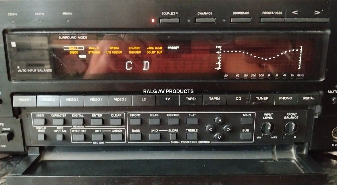 Sony TA-AV850D AV DIGITAL PROCESSING AV AMPLIFIER (Category: Soundbars, Speakers & Amplifiers) located in Bulacan. Submitted by ronald277077025 (Listing ID 1439830727, Image 2). Description: SONY DIGITAL PROCESSING AV AMPLIFIER TA-AV850D PRE-MAIN AMPLIFIER 100 WATTS (FRONT ) 100 WATTS (DUAL CENTER) 50 WATTS (REAR) BASS-MID-HIGH GRAPHIC EQUALIZER HIGH RESOLUTION SOUNDFIELD DOLBY PROLOGIC 9 SURROUND MODES MADE IN JAPAN 110 VOLTS DIMENSIONS: W47 x H