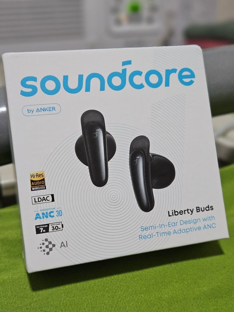 Soundcore Liberty Buds latest model (Category: Earphones) located in Manila. Submitted by shopthrifter01 (Listing ID 1439927486, Image 1). Description: Soundcore Liberty Buds by Anker, Semi-in-Ear TWS, Removable Ear Fins, Real-Time Adaptive Noise Cancelling, Fast Charging, Wireless Bluetooth Earbuds,Translation Earbuds, 30H Playtime D1200 ⚠️PLS READ po: Fix na po at ₱2700 📍Meetup around Malolos & Guiguinto Bulacan. Can ship thru LBC COP. Lalamov