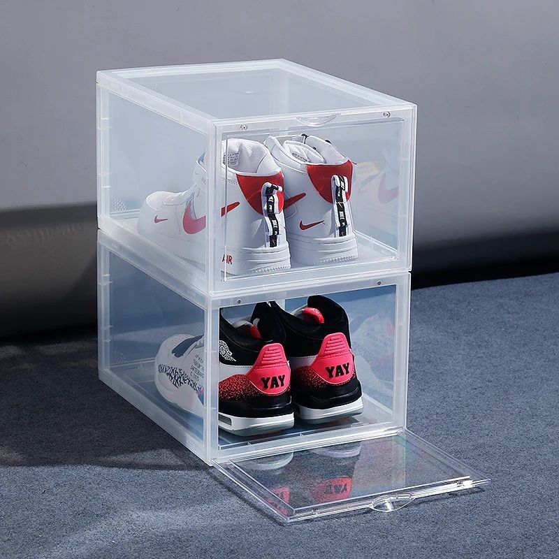 Stackable Clear Shoe Storage Boxes with Drop Front464169374392657920