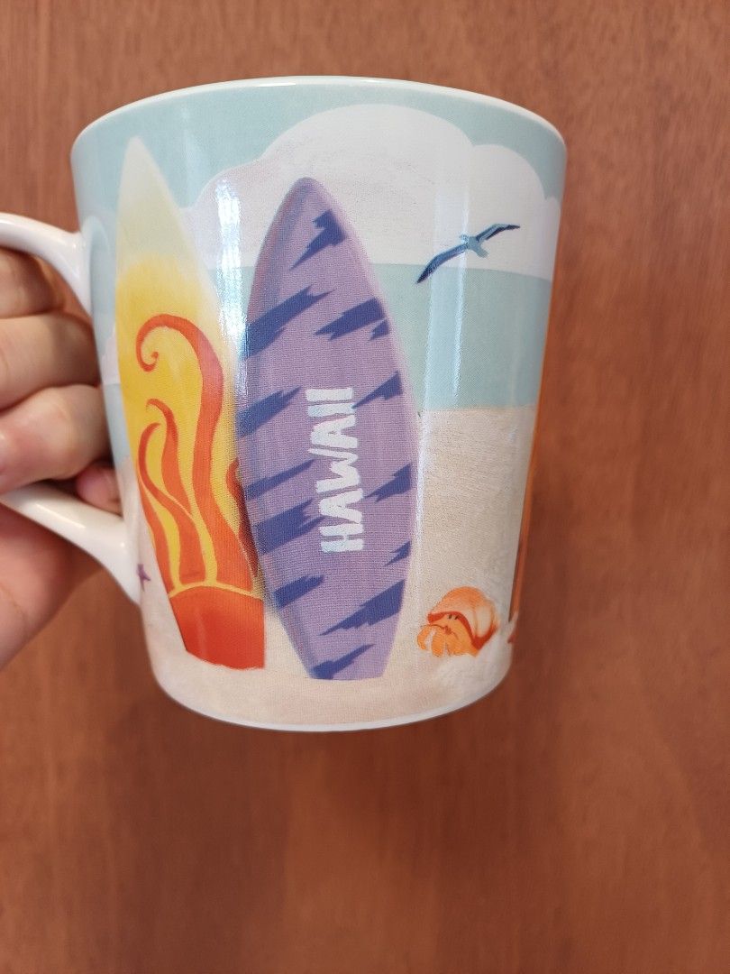 Starbucks Hawaii 2010 Surfboard Design Mug (Category: Coffee & Tea Tableware) located in Quezon City. Submitted by jal_c (Listing ID 1439927003, Image 2). Description: - Authentic Starbucks mug - Fun Hawaiian surf theme - Features surfboards, shark, turtle, and seagull designs - Cool blue interior - Ideal for collectors or beach enthusiasts sf/df c/o buyer.
