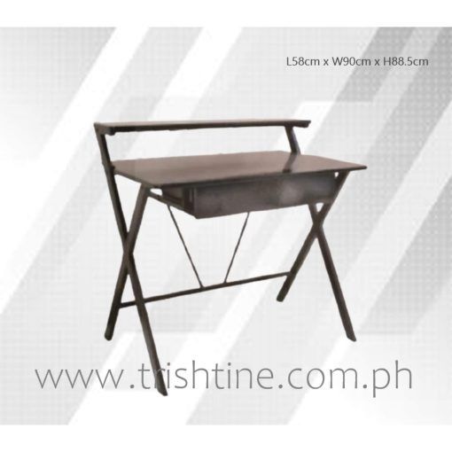TSDESK-008 Modern Computer Study Desk with Ledge (Category: Tables & Sets) located in Caloocan City. Submitted by trishtine_jim9 (Listing ID 1439880303, Image 1). Description: Folding desk features a built-in shelf and a drawer for storage. It has a dark finish and a simple, functional design. The dimensions are L58cm x W90cm x H88.5cm. Perfect for small spaces or as a temporary workspace. The desk is sturdy and easy to set up. DISCLAIMER: Price 