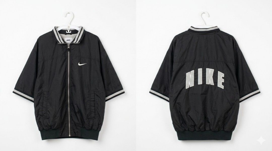 Vintage Nike Short Sleeve zip up (Category: Coats, Jackets and Outerwear) located in Manila. Submitted by 83ae4877f61519befe652aa8f5bf57 (Listing ID 1437269841, Image 1). Description: honest issue: Pinholes Dimes : 24 W 26 L.