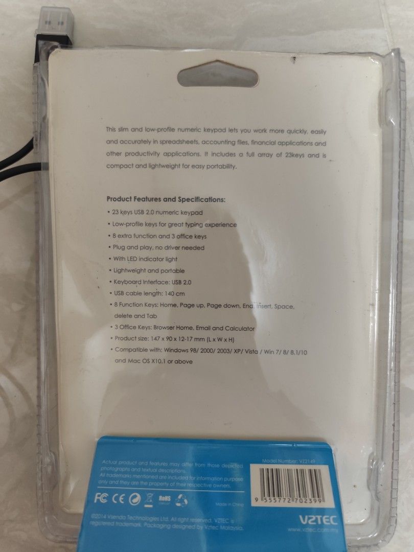 VZTEC USB Numeric Keypad - Brand New463597819869286401