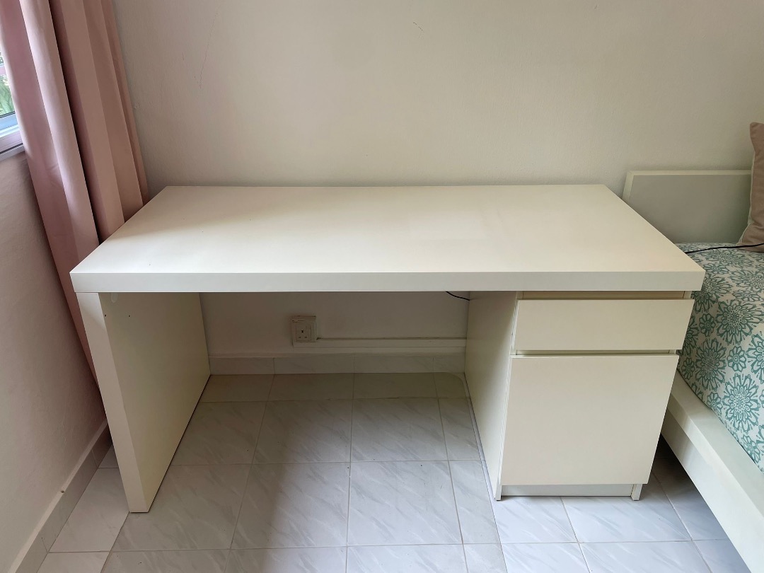 White Desk with Drawer and Cabinet, Furniture &amp; Home Living, Furniture ...