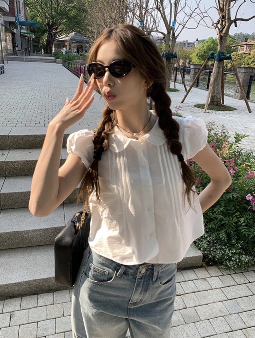 White Short Puff Sleeve Vintage Summer Blouse (Category: Blouses) located in Manila. Submitted by twabkeve (Listing ID 1439920859, Image 1). Description: .