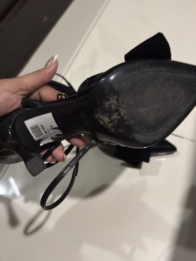 ZARA Black Bow Stiletto Heels with Ankle Strap (Category: Heels) located in Guinayangan. Submitted by find_keepers_21 (Listing ID 1439926489, Image 3). Description: Elegant .