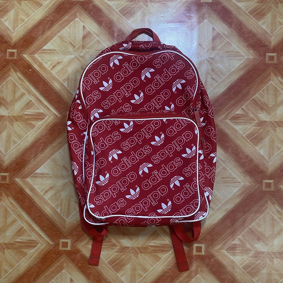 Adidas Red All Over Print Backpack (Category: Backpacks) located in Cagayan de Oro. Submitted by mffit.clox (Listing ID 1440023258, Image 1). Description: Adidas All Over Print Red Backpack Length: 18.5” Width: 12” Mine: P600 + Shipping Fee ( 90 Pesos ) Issue(s): Minor Stains Model’s Height: 5’4 Model’s Weight: 48kg – Nationwide shipment and can do meet ups around Cagayan de Oro City – Strictly no deleting of comments, returns or exchange. Most o