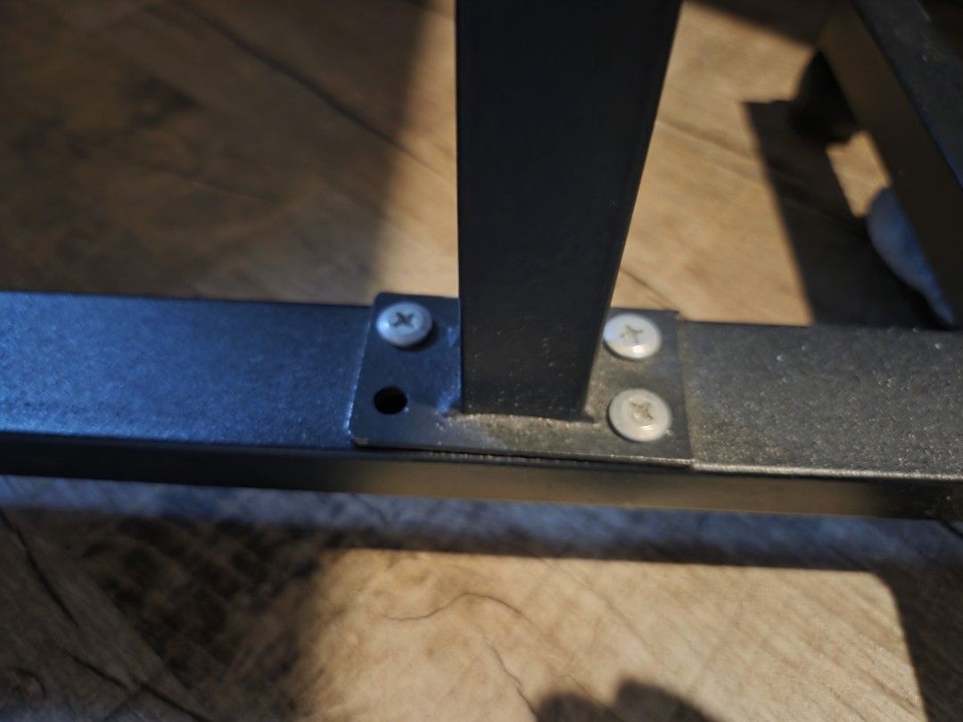 Adjustable table (Category: Tables & Sets) located in Singapore. Submitted by goldengarlic (Listing ID 1434246678, Image 3). Description: - Adjustable table - Black color - Height and angle adjustable - Versatile for work, study, or leisure - Space-saving design You can see some wear. 60 40 69cm.
