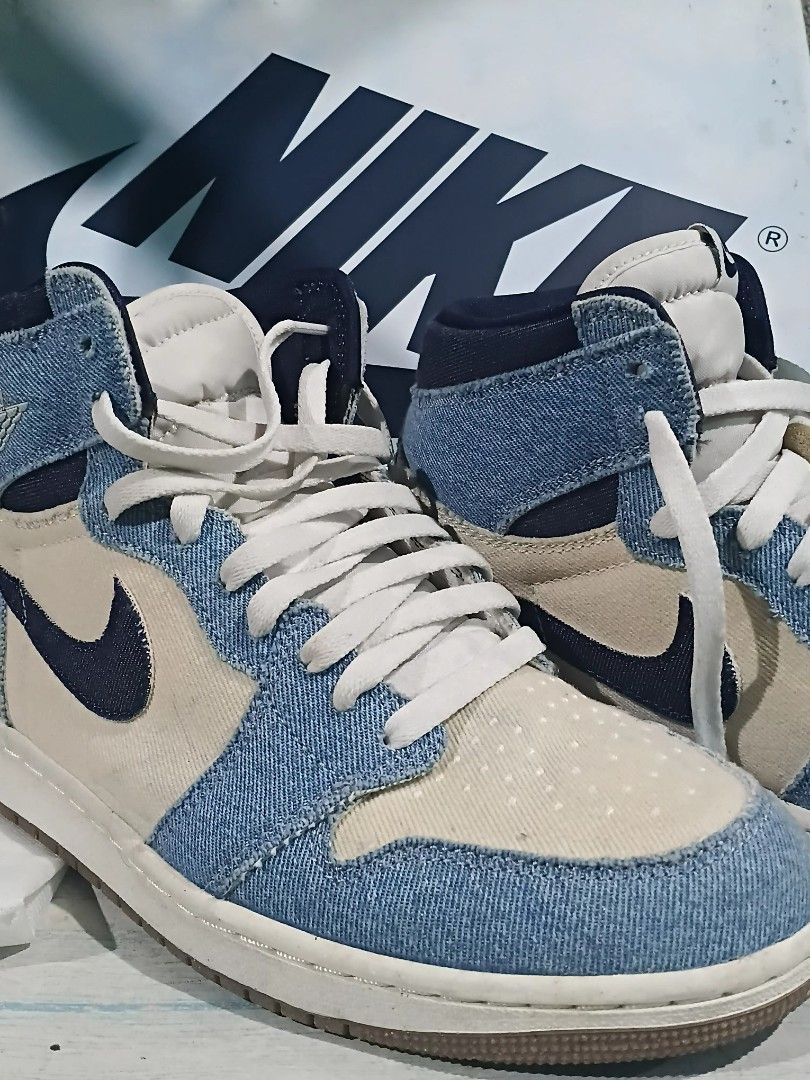 Air Jordan 1 High OG "Denim" (Category: Sneakers) located in Manila. Submitted by ericah.25 (Listing ID 1440107320, Image 1). Description: Air Jordan 1 High OG Denim (FQ2947-100) COLORWAY: Denim / White SIZE: US 9.5 • with box • good condition • minor cleaning needed • no major issue besides normal signs of use RFS: hindi na nagagamit + need funds .