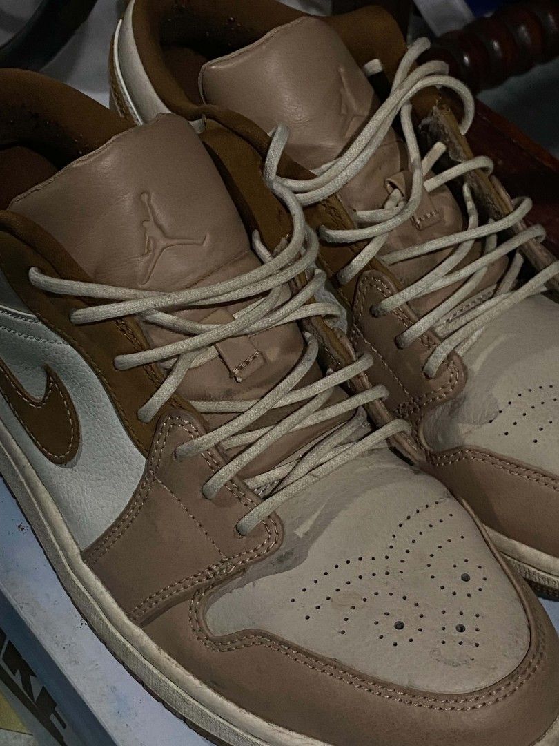 Air Jordan 1 Low SE "Light British Tan" (Category: Sneakers) located in Manila. Submitted by ericah.25 (Listing ID 1440088521, Image 2). Description: FS: Air Jordan 1 Low (HF5753-221) COLORWAY: Mocha/Beige tones SIZE: US 9.5 • no box • good condition • no major issue besides normal signs of use RFS: hindi na nagagamit + need funds .
