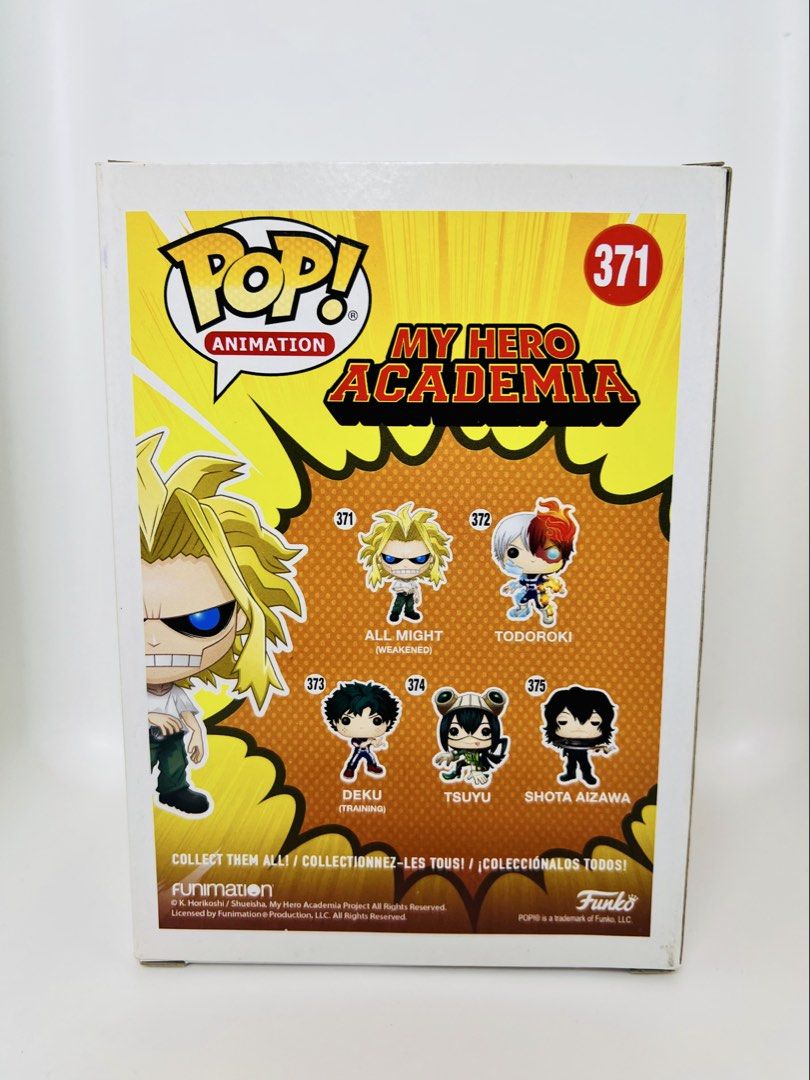 All Might Weakened 371 (Category: Figurines & Statues) located in Apalit. Submitted by jjs_thrift_finds (Listing ID 1440097442, Image 3). Description: 💥💥💥Funko Pop! All Might (Weakened) #371 #MyHeroAcademia Price: ₱600 Transaction: MOP: GCash / Bank Transfer / Cash MOD: Lalamove / Grab (Buyer shoulders SF) Meetup: Mandaluyong.