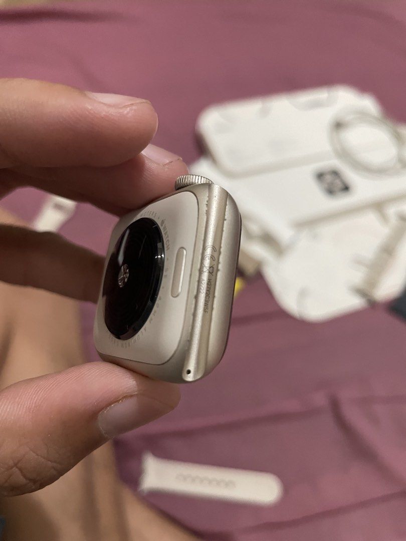 Apple Watch Se 2nd gen Starlight Aluminum Case (Category: Wearables & Smart Watches) located in Mabalacat. Submitted by jlm265 (Listing ID 1440126449, Image 3). Description: - Apple Watch Se 2nd gen - 40mm Case Size - GPS - Starlight Aluminum Case - Battery Health: 92% - Includes Box - Includes Original Charging Cable - Comes with 6 Watch Bands: - White Sport Band - Beige Sport Band - Yellow Sport Band - Metal Link Bracelet - Black Sport Band - G