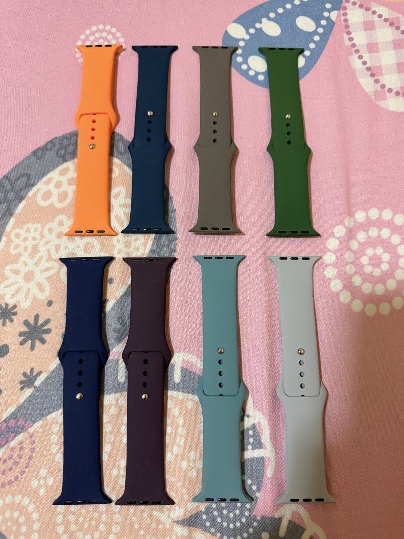 Apple Watch Series 10 Silicone Strap (Category: Men's Watches) located in Makati City. Submitted by rfstn (Listing ID 1440159150, Image 1). Description: 8 pcs assorted strap for Apple Watch Series 10 46mm Not original Used once. Some are brandnew Take all for only 498. Rfs: impulse buy. .