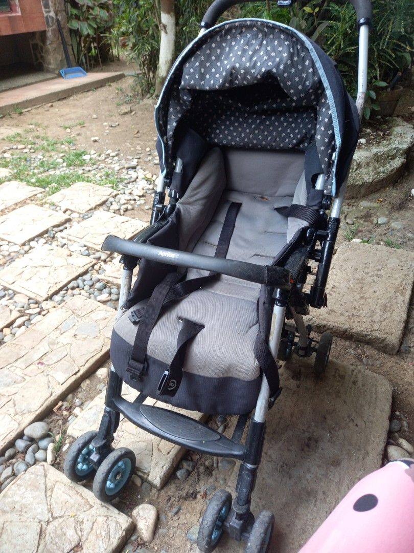 Aprica Baby Stroller (Category: Strollers) located in Manila. Submitted by miriam.11 (Listing ID 1440025890, Image 1). Description: - Lightweight and compact design, ideal for parents on the go. - Comfortable padded seat with a secure 5-point safety harness. - Adjustable canopy provides ample sun protection. - Convenient storage basket for essentials. - Smooth maneuverability to swivel wheels..