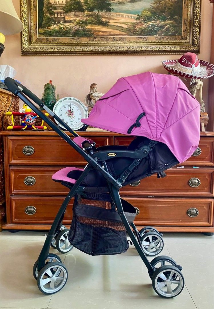 Aprica Flyle Baby Stroller (Category: Strollers) located in Cebu City. Submitted by bellababystuffcebu (Listing ID 1440189701, Image 1). Description: Aprica Flyle Baby Stroller Preloved in Very Good Condition Lightweight 5kg Reversible Handle One hand fold and unfold Flat Recline for Sleeping Position High Seat 53cm from floor Swivel front Wheels soft-shock absorbing wheels Full Cover with UV Protection, waterproof 2 step brake system 5pt safety 