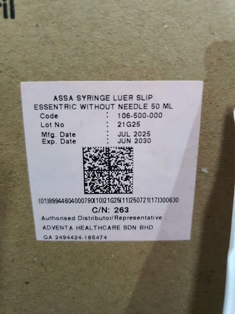 ASSA Sterile Syringe Luer Slip 50ml Disposable 50ml luer slip syringe ...