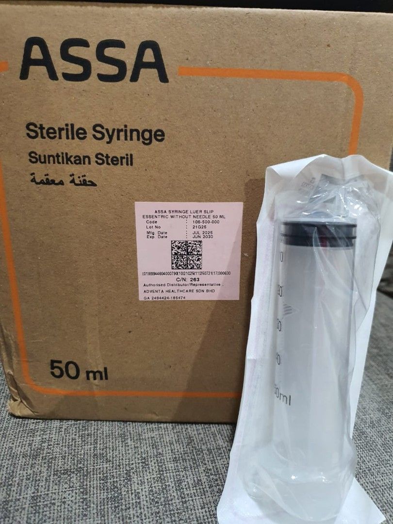 ASSA Sterile Syringe Luer Slip 50ml Disposable 50ml luer slip syringe ...