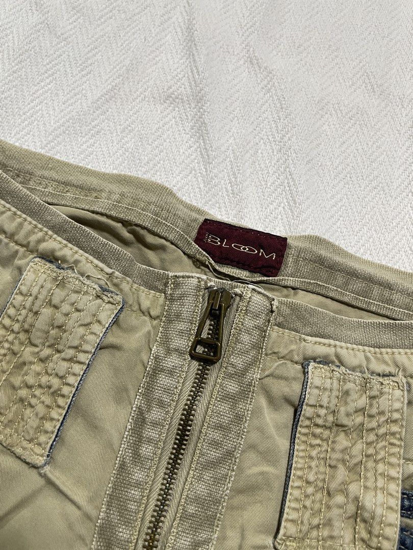 Bloom tan shorts with denim details (Category: Shorts) located in Quezon City. Submitted by mossimoss (Listing ID 1440042416, Image 3). Description: waist 31 in length 12 in .